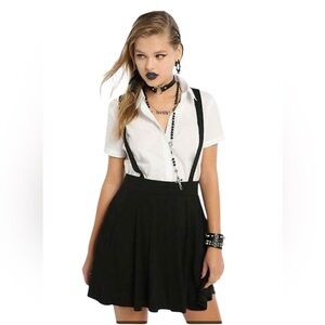 Hot Topic sz S Black Unlined Mini Skirt with Suspenders NuGoth Emo Witchy Occult